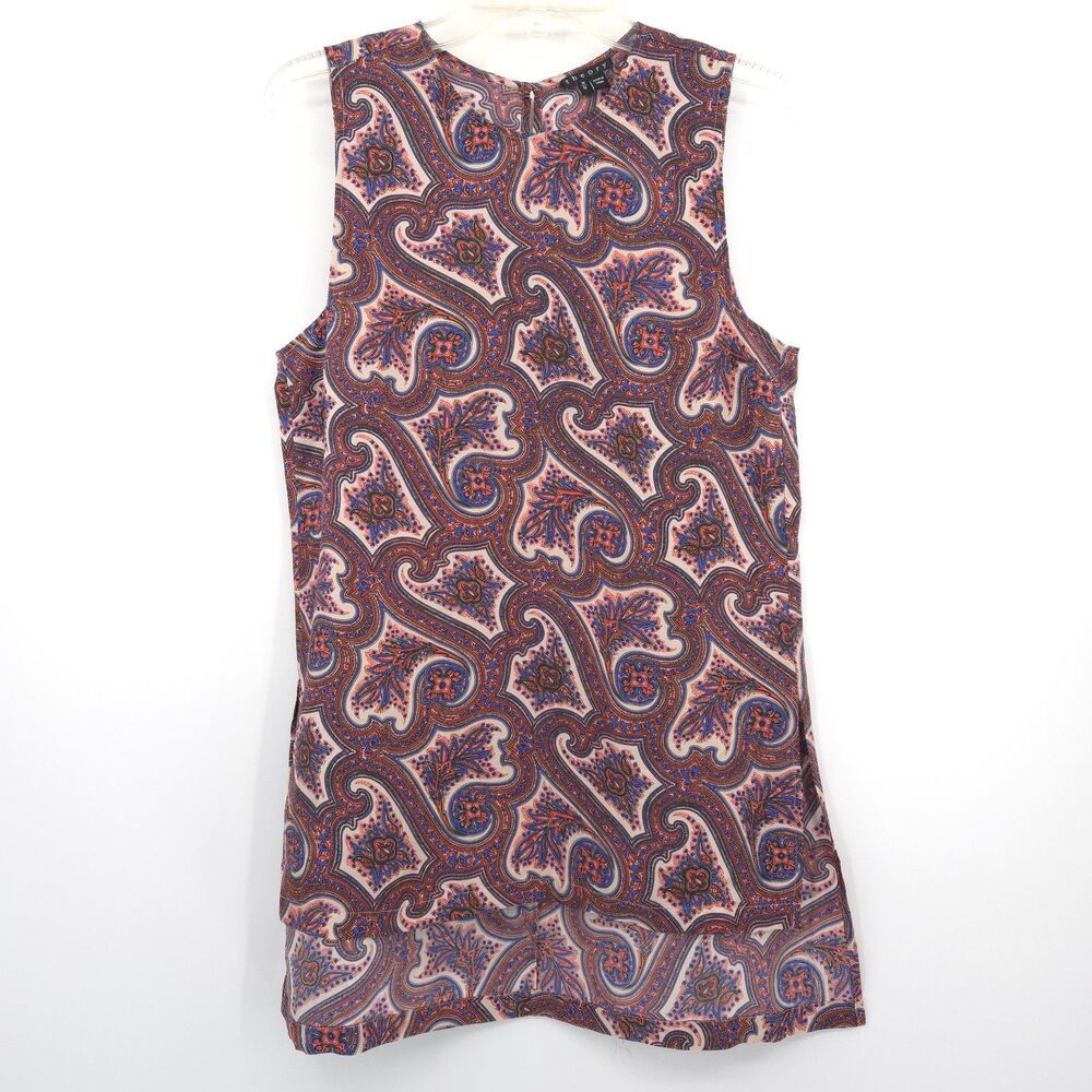 Theory silk sleeveless tunic top Size M Veranda paisley print old money